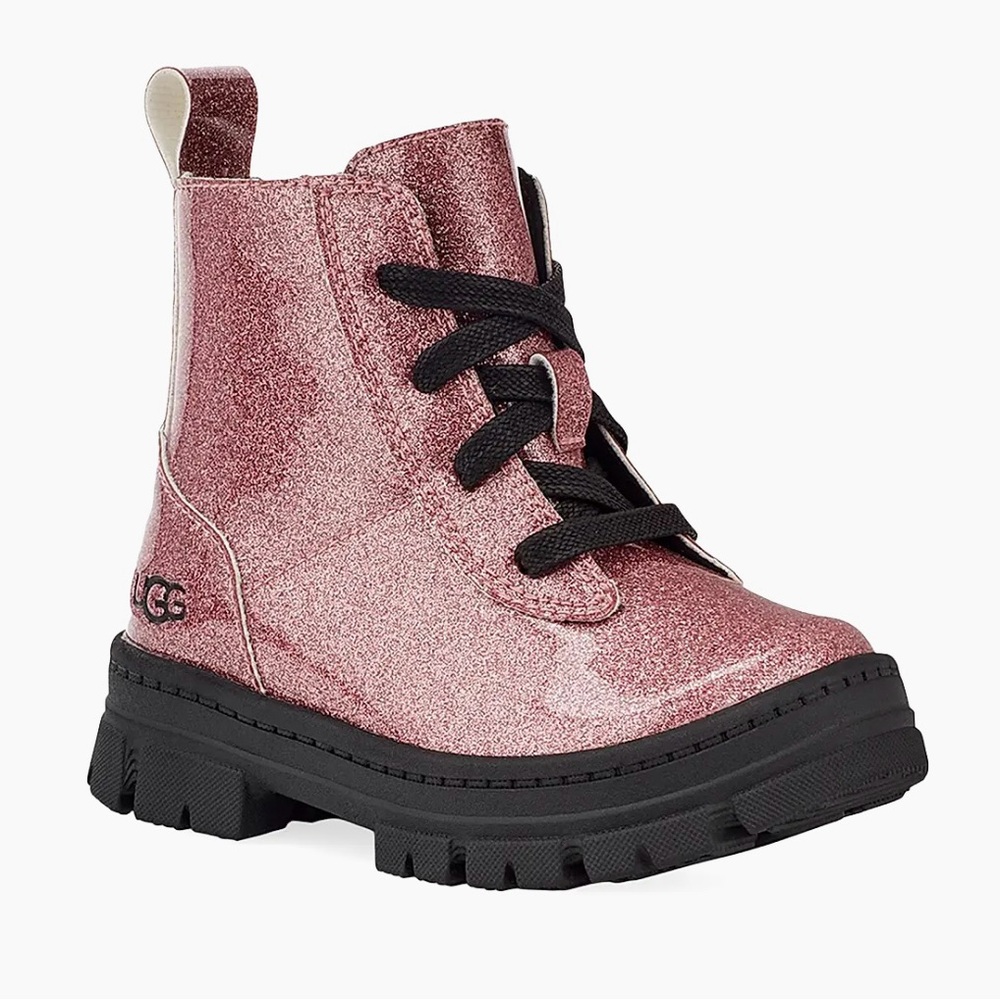 NWT NEW Ugg Ashton Pink Glitter Combat Boots toddler baby size 7 uggs